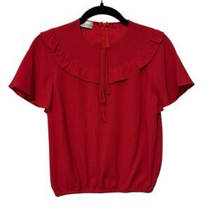 Red Valentino Red Short Sleeve Cropped Blouse Size 40